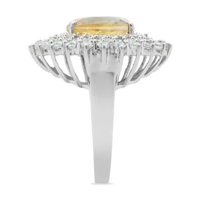 BUY NATURAL CITRINE GEMSTONE HALO RING IN STERLING SILVER